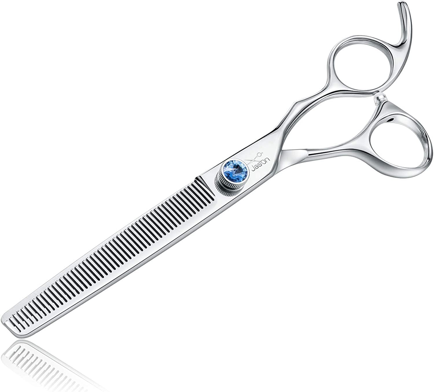 Dog Grooming Thinning Blending Scissor, Ergonomic Pet Grooming Thinner Blender Shears Cat Trimming Texturizing Kit with Offset Handle and a Jewelled Screw