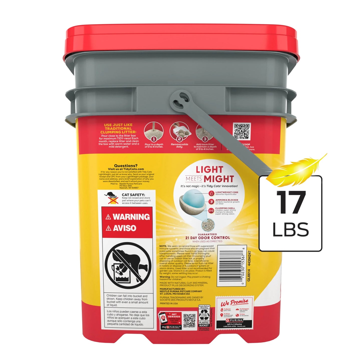 Purina  Lightweight Clumping Cat Litter, Low Dust, 24/7 Odor Control, 17 Lb. Pail