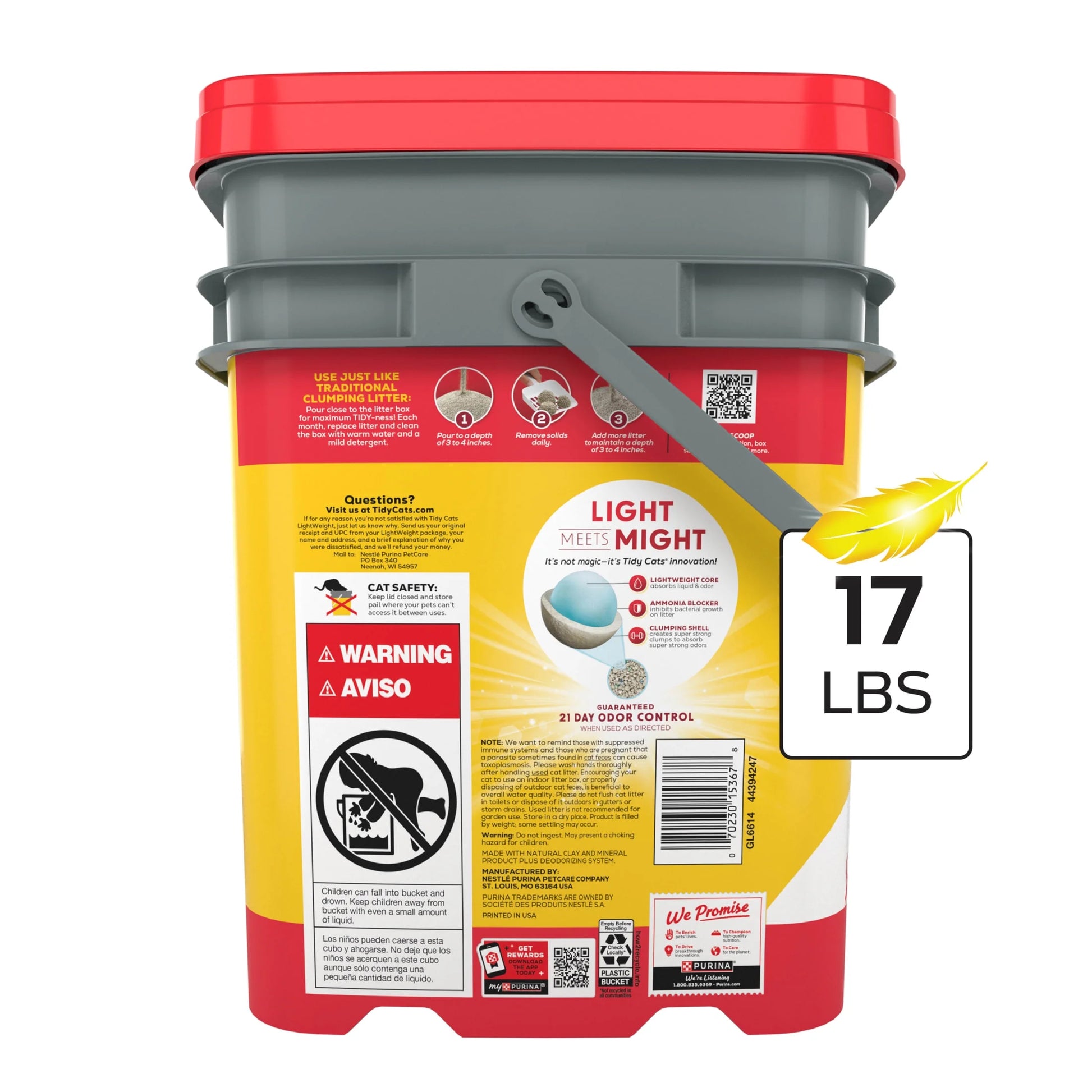 Purina  Lightweight Clumping Cat Litter, Low Dust, 24/7 Odor Control, 17 Lb. Pail