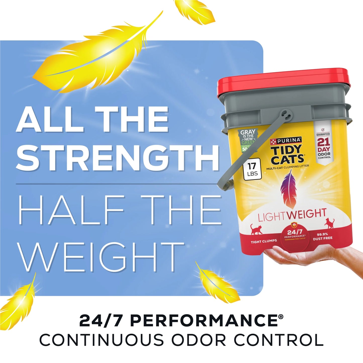 Purina  Lightweight Clumping Cat Litter, Low Dust, 24/7 Odor Control, 17 Lb. Pail