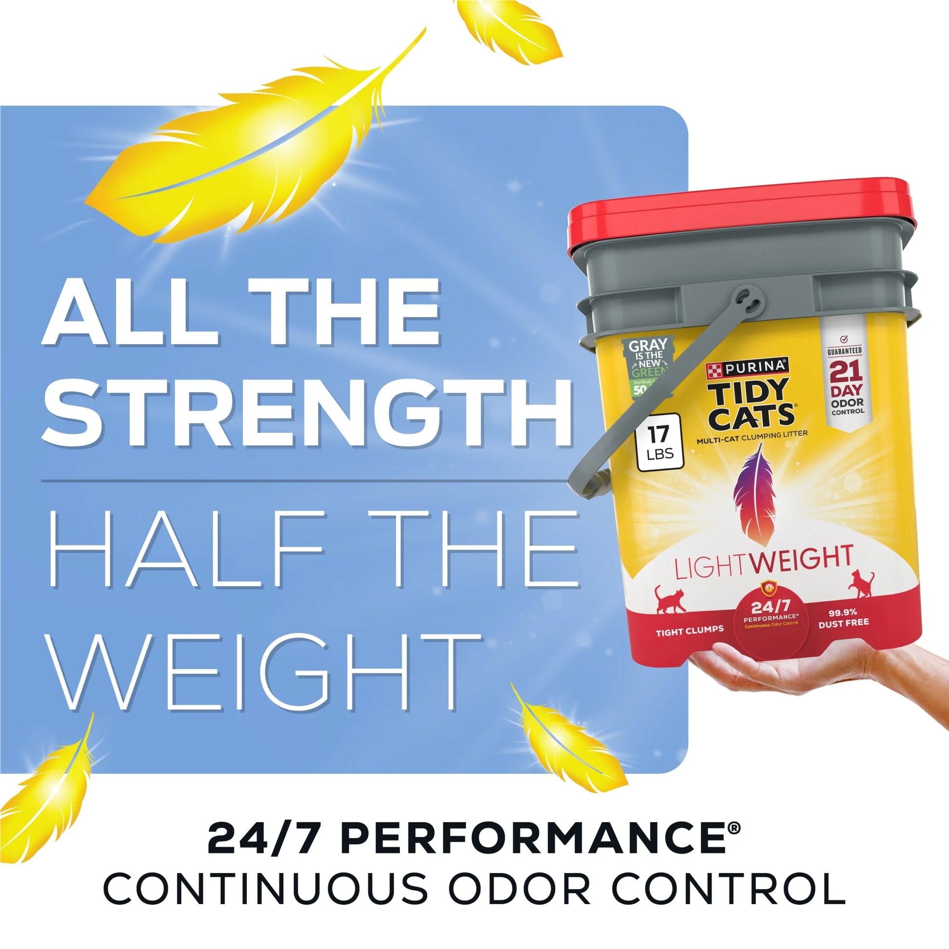 Purina  Lightweight Clumping Cat Litter, Low Dust, 24/7 Odor Control, 17 Lb. Pail