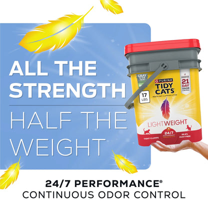 Purina  Lightweight Clumping Cat Litter, Low Dust, 24/7 Odor Control, 17 Lb. Pail
